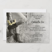 女性のカーボーイ&サンフラワーズカントリーランチブライダルシャワー 招待状 (正面)