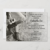 女性のカーボーイ&サンフラワーズカントリーランチブライダルシャワー 招待状 (正面)