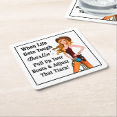 「女性のカーボーイ・ディヴァ」 スクエアペーパーコースター (アングル)