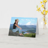 女性のカーボーイ-ハッピーバースデーカウボーイ – カード (黄色い花)