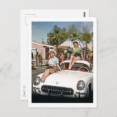 女性のカーボーイ，パレード，車カラフル,レトロ ポストカード (正面/裏面)