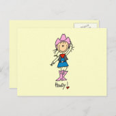 女性のカーボーイ(ピンクのTシャツとギフト) ポストカード (正面/裏面)