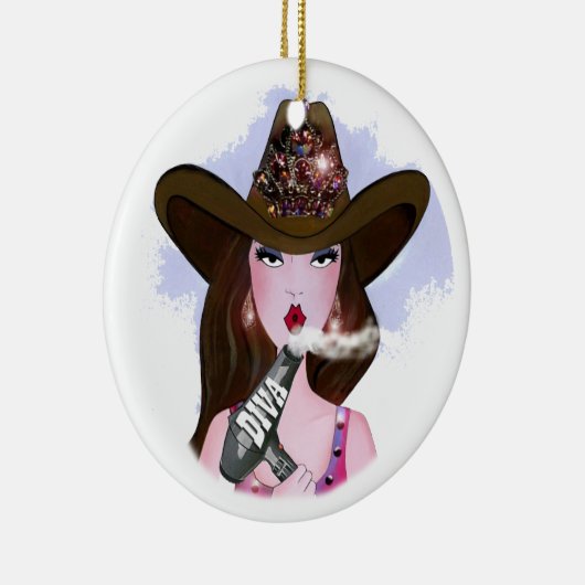 女性のカーボーイ「ヘアディヴァ」 セラミックオーナメント (右)