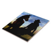 女性のカーボーイ&ホースカントリーウェスタン タイル (側面)