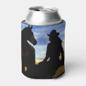 女性のカーボーイ&ホースカントリーウェスタン 缶クーラー (缶正面)