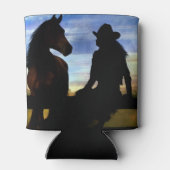 女性のカーボーイ&ホースカントリーウェスタン 缶クーラー (裏面)