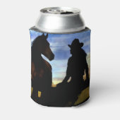 女性のカーボーイ&ホースカントリーウェスタン 缶クーラー (缶裏面)