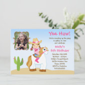 女性のカーボーイ·ホース·バースデー·パーティーの招待 招待状 (スタンド正面)