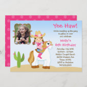 女性のカーボーイ·ホース·バースデー·パーティーの招待 招待状 (正面/裏面)