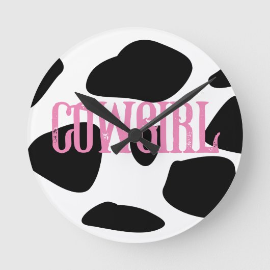 女性のカーボーイ ラウンド壁時計 (正面)