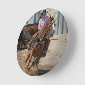 女性のカーボーイ ラウンド壁時計 (傾斜)