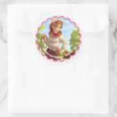 女性のカーボーイ(帽子と投げ縄) ラウンドシール (バッグ)