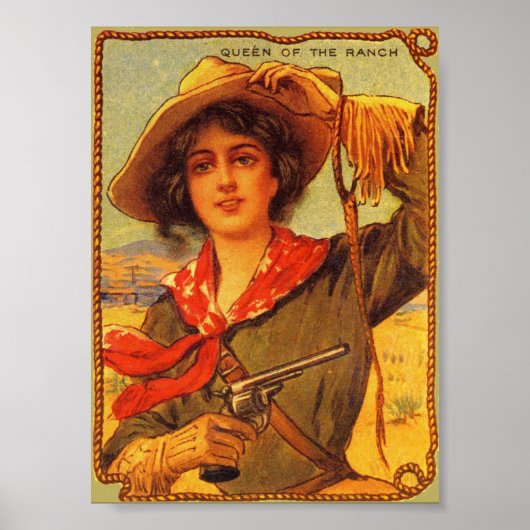 女性のカーボーイ「牧場の女王」ヴィンテージポスター ポスター (正面)