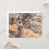 女性のカーボーイ(牧草地の子ども) カード (正面/裏面インサイチュ)