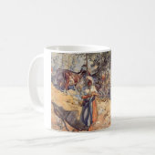 女性のカーボーイ（牧草地の子ども） コーヒーマグカップ (正面左)