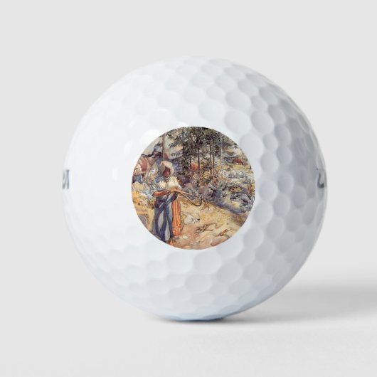 女性のカーボーイ(牧草地の子ども) ゴルフボール (正面)