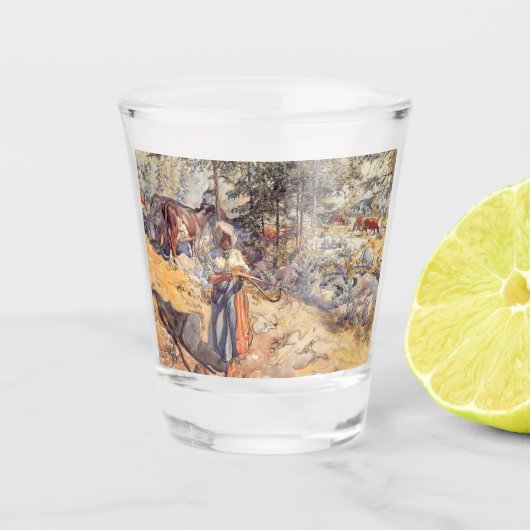女性のカーボーイ（牧草地の子ども） ショットグラス (正面)