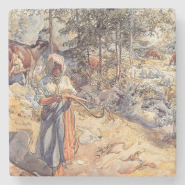 女性のカーボーイ（牧草地の子ども） ストーンコースター