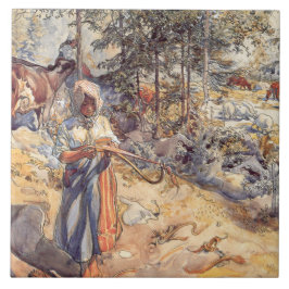 女性のカーボーイ（牧草地の子ども） タイル