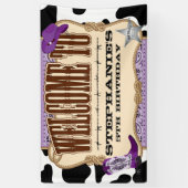 女性のカーボーイ、紫色の誕生日、歓迎 横断幕 (縦)