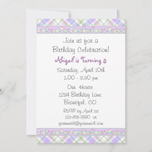 女性のカーボーイ、馬とイースターエッグ誕生日招待状 招待状 (裏面)