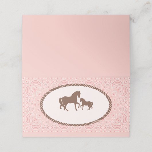 女性のカーボーイ |馬のシルエット プレイスカード (外部開封)
