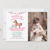 女性のカーボーイ、馬の誕生日招待状（写真あり） 招待状 (正面)