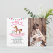 女性のカーボーイ、馬の誕生日招待状（写真あり） 招待状 (スタンド正面)