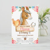 女性のカーボーイ、馬、乗馬、女の子の誕生日の招待。 招待状 (スタンド正面)