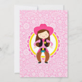 女性のカーボーイ- Brunetteかわいい女性のカーボーイバースデーパーティー 招待状 (裏面)