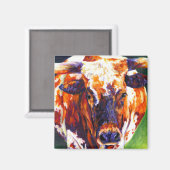 女性のカーボーイ- Longhorn Cow Magnet マグネット (正面/裏面)