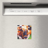 女性のカーボーイ- Longhorn Cow Magnet マグネット (インサイチュ (食洗機))