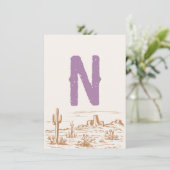 女性のカーボーイ「N」ハイチェアバンティングバナーカード 招待状 (スタンド正面)