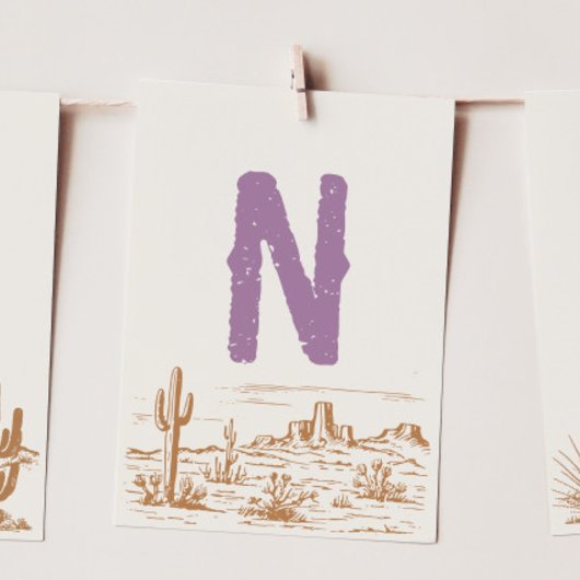 女性のカーボーイ「N」ハイチェアバンティングバナーカード 招待状