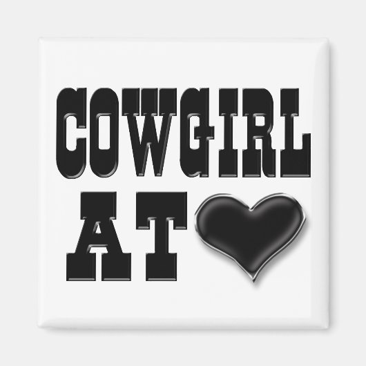 女性のカーボーイatハート磁石 マグネット (正面)