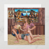 女性のカーボーイCATFIGHTレスリング#1 招待状 (正面/裏面)