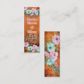 女性のカーボーイRust Pink & Aquaフローラブックマーク スキニー名刺 (正面/裏面)