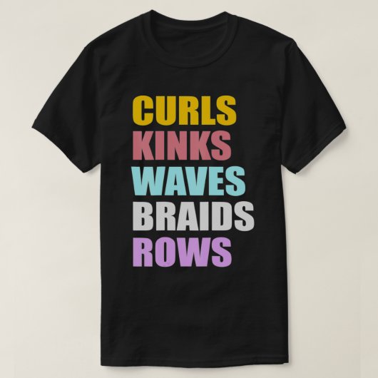 女性のカールKinks波Braids行グラフィック Tシャツ (デザイン正面)