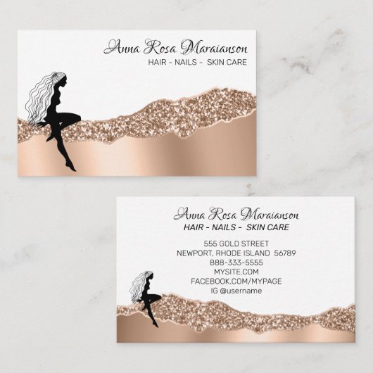 *~*女性のガーリー美しいバラ金ゴールドヘア女神 名刺 (正面/裏面)