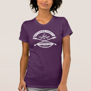 女性のキャンプ旅行の懇親会のワイシャツ の白いデザイン Tシャツ