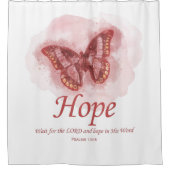 女性のキリスト教のバタフライ聖書の詩ホープ  シャワーカーテン (正面)