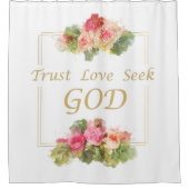 女性のキリスト教の花：信頼-愛-神を求める シャワーカーテン (正面)