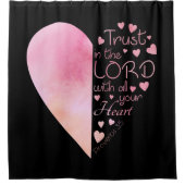 女性のキリスト教ハート信仰が主に信頼 シャワーカーテン (正面)