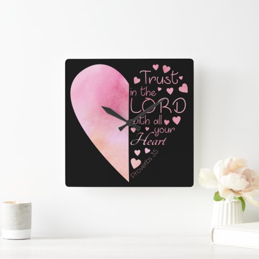 女性のキリスト教ハート信仰が主に信頼 スクエア壁時計 (ホーム)