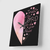 女性のキリスト教ハート信仰が主に信頼 スクエア壁時計 (傾斜)