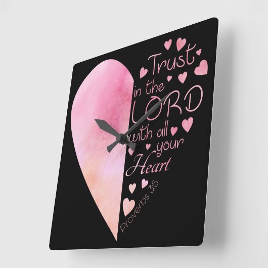 女性のキリスト教ハート信仰が主に信頼 スクエア壁時計 (傾斜)