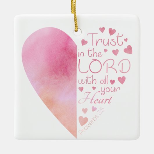 女性のキリスト教ハート信仰が主に信頼 セラミックオーナメント (正面)