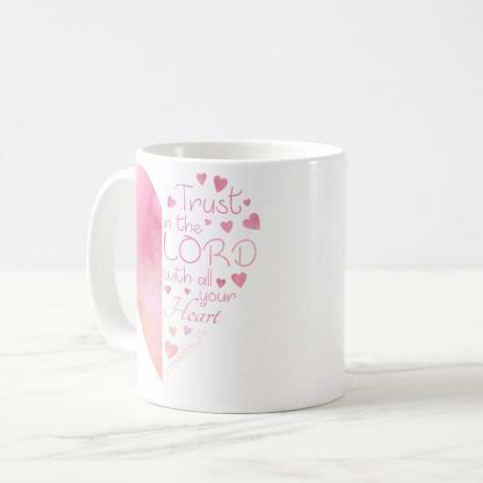 女性のキリスト教ハート信仰の主への信頼 コーヒーマグカップ (正面左)