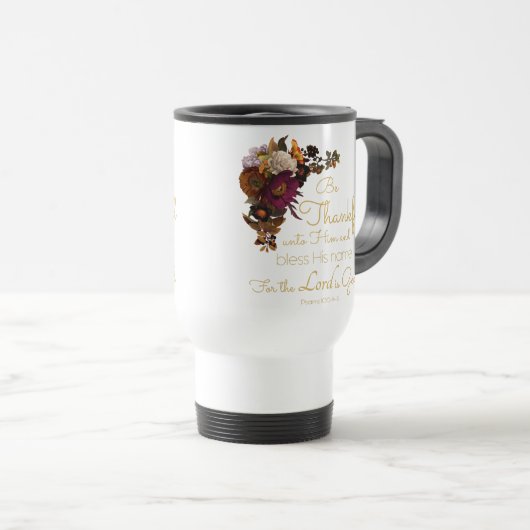 女性のキリスト教聖書信仰詩感謝する トラベルマグ (正面右)