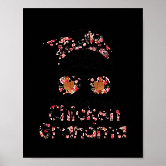 女性のキンダ忙しはチキンママおばあちゃん ポスター (正面)